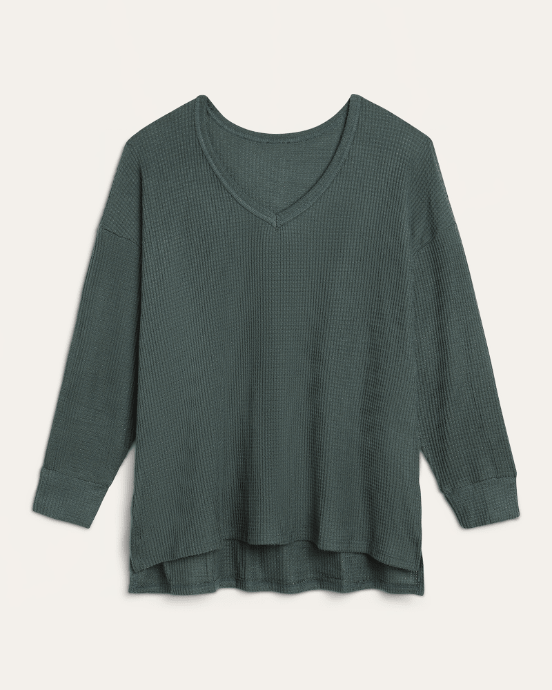 Front of plus size Raquel Waffle-Knit Top by Workshop | Dia&Co | dia_product_style_image_id:173864